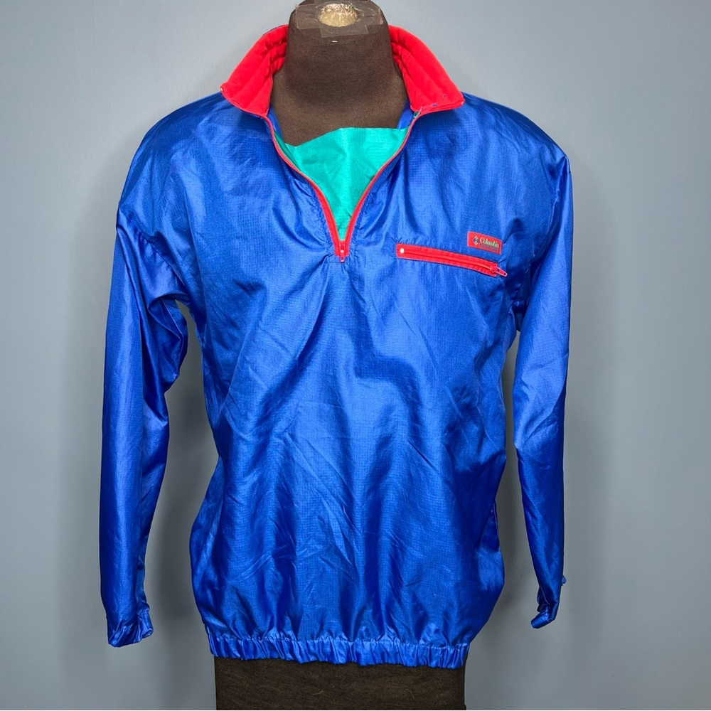 Vtg 90's Columbia Color Block Pullover Windbreaker Jacket Men's Size Medium Blue - Picture 2 of 10